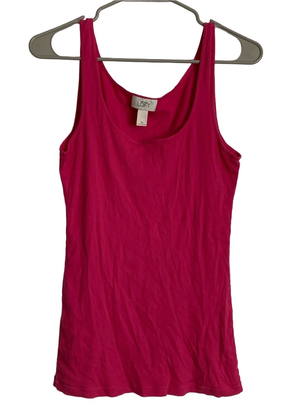 LOFT Women’s Dark Pink Sleeveless Tank Ribbed Cotton Tee Shirt